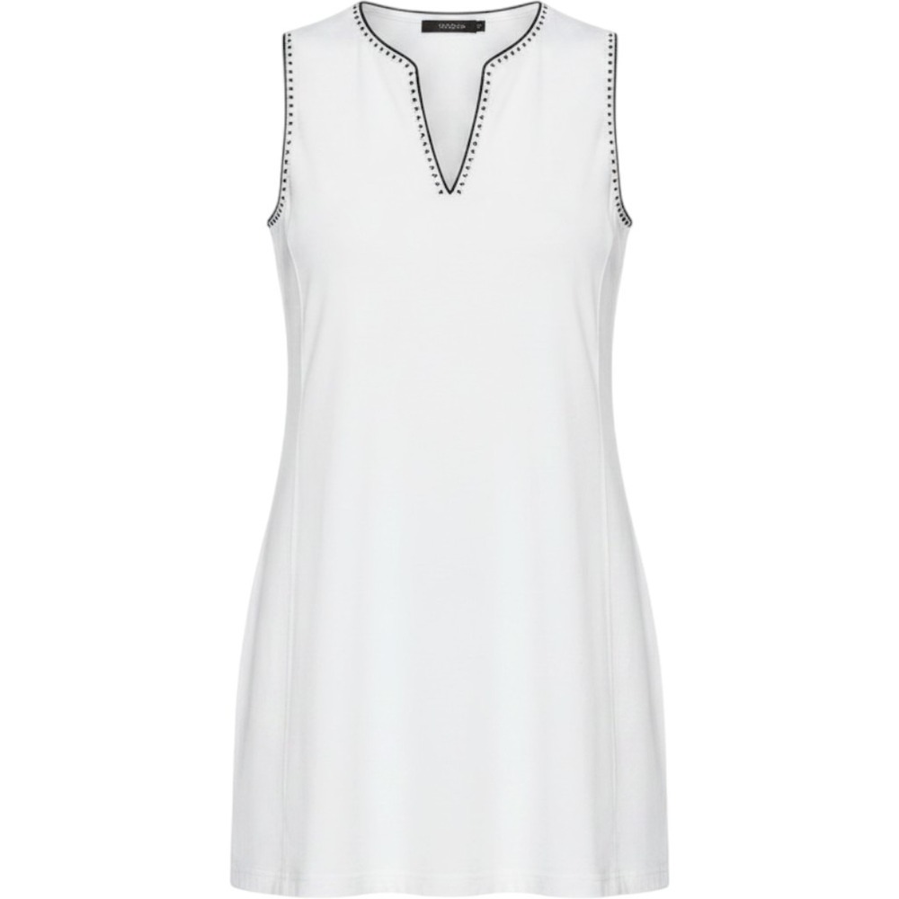 Tory Sport Womens White Navy Blue Cross Stitch V-Neck Tennis Dress XL